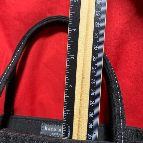 Kate Spade New York Black Canvas Mini Tote Handbag Silver Dot Detail 7”7.5”2.5” - Picture 12 of 14